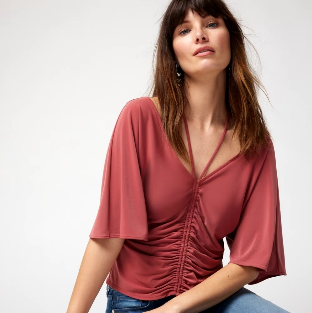 Matte Jersey Ruched Front Top